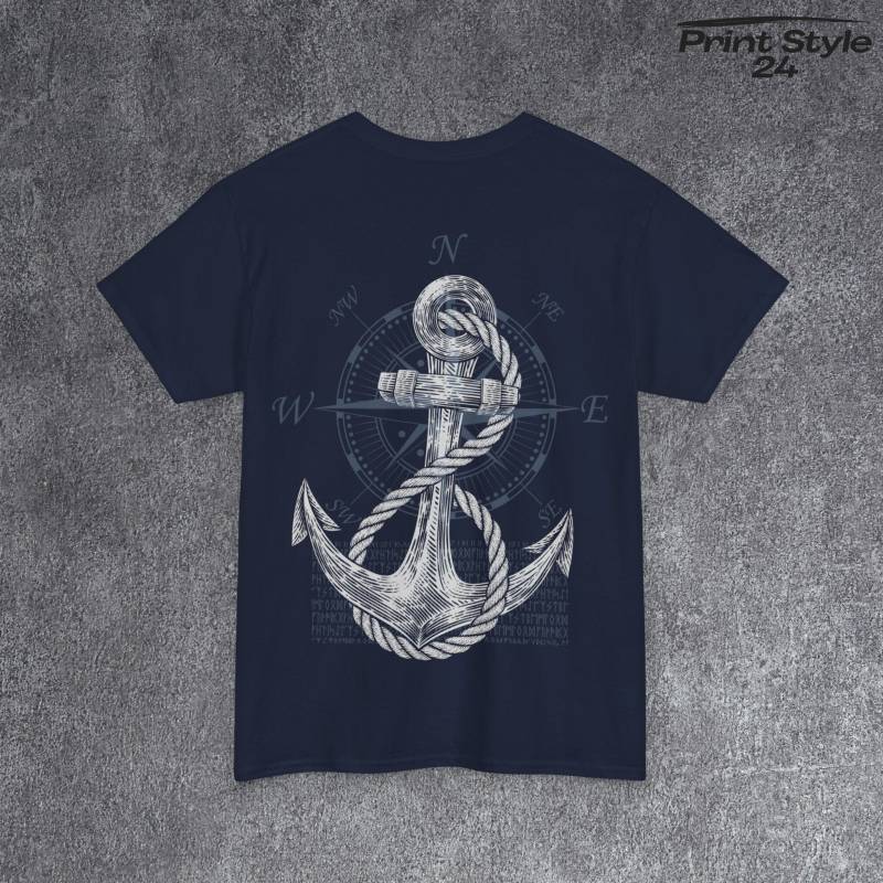 Tshirt Für Bootsbesitzer T Shirt Mit Anker Grafik Kompass Motiv Geschenk Freunde T-Shirt Einzigartiges Design von PrintStyle24