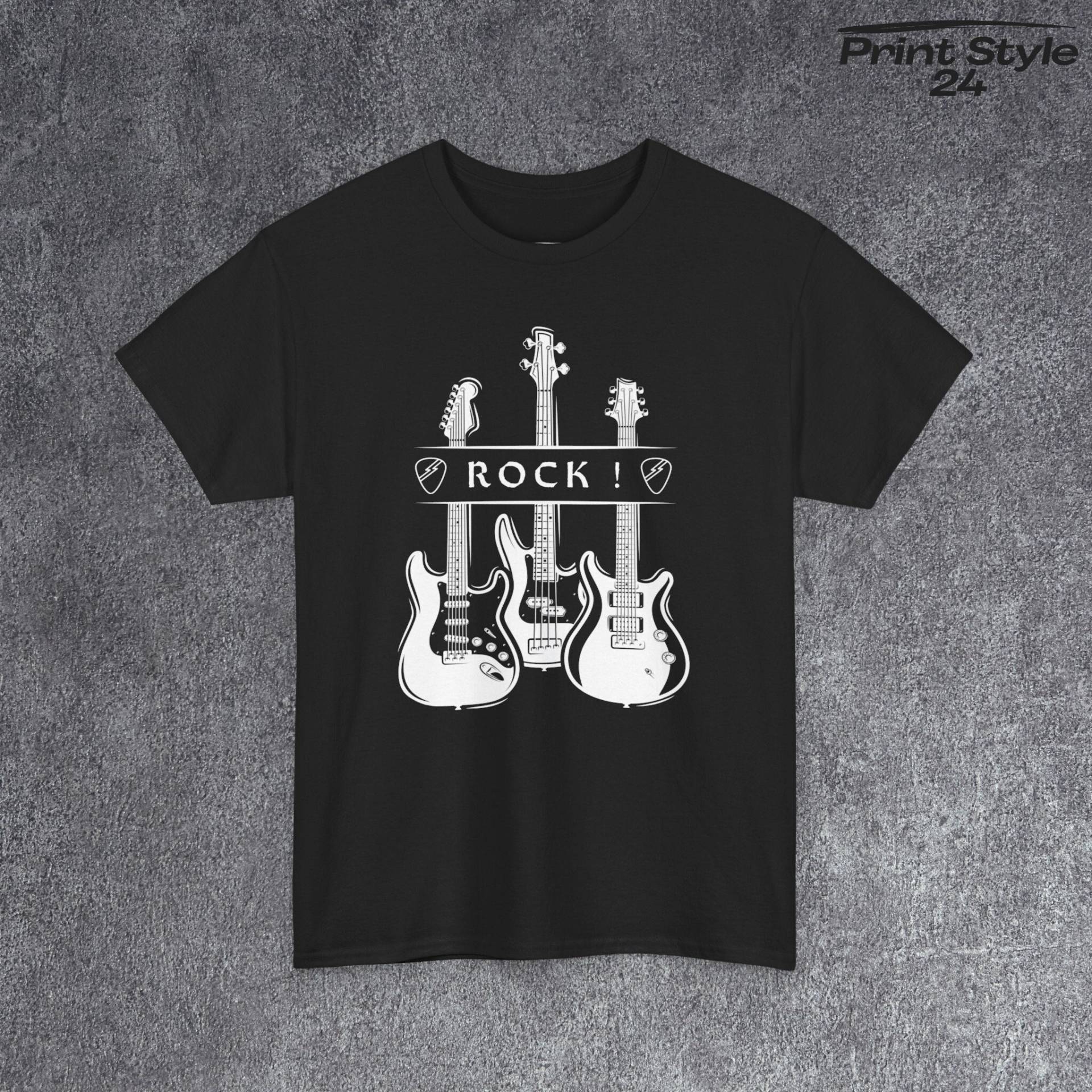 Tshirt Für Rocker T Shirt Mit Coolem Gitarren Motiv E-Gitarren Geschenk Freunde T-Shirt Einzigartiges Design Rockmusik von PrintStyle24