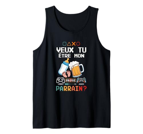 Herren Veux Tu être Mon Parrain Herren T-Shirt Gamer Humor Gaming Tank Top von PrintTeeShop | Veux Tu Être Mon Parrain