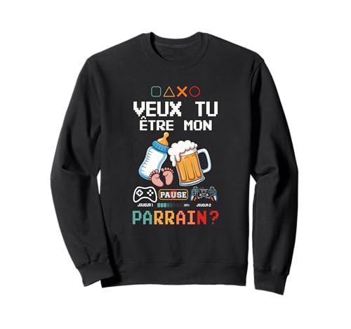 Veux Tu être Mon Parrain Herren T-Shirt Gamer Humor Gaming Sweatshirt von PrintTeeShop | Veux Tu Être Mon Parrain