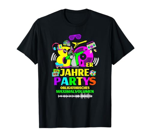80er Jahre Partys Outfit Damen Kostüm Herren Humor Musik T-Shirt von PrintTeeShop