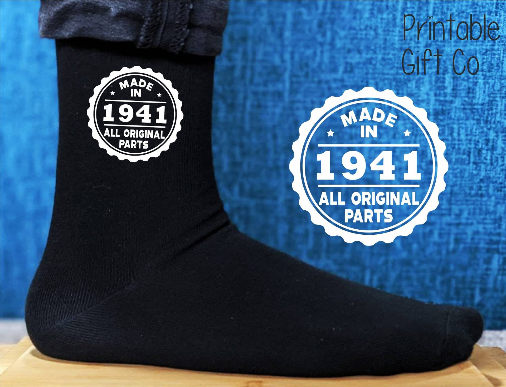 80. Geburtstag Socken - Hergestellt in 1941 Alle Original-Teile Gedruckt Herren Und Damen Neuheit Geschenk 40./50./60. Jahre Verfügbar von PrintableGiftCo