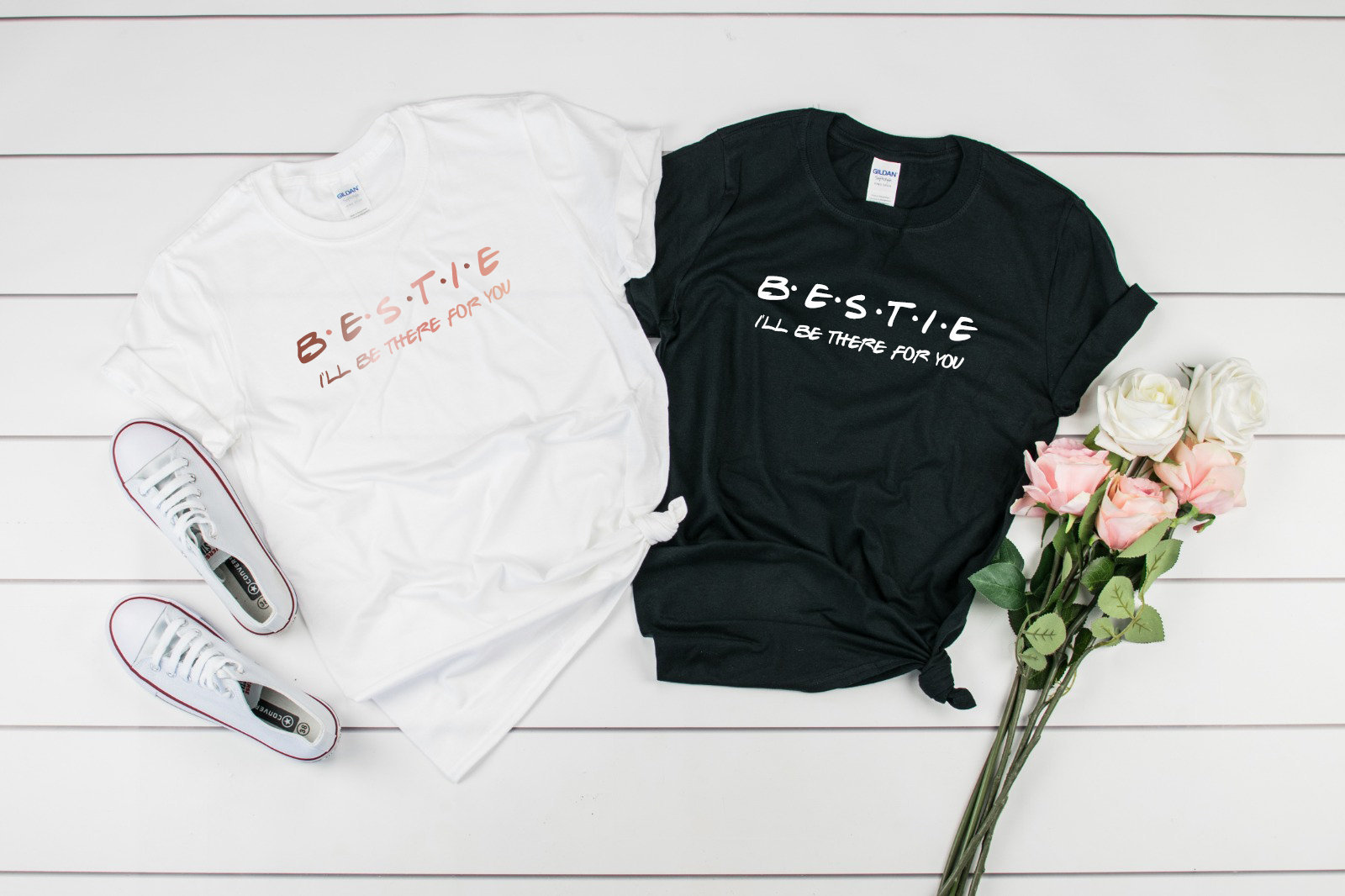 Bestie I'll Be There For You Lustiges Geschenk Baumwolle Unisex T-Shirt Outfit Kleidung Design Custom Tochter Freundin Beste Freund Für Sie von PrintedAndPrettyCo