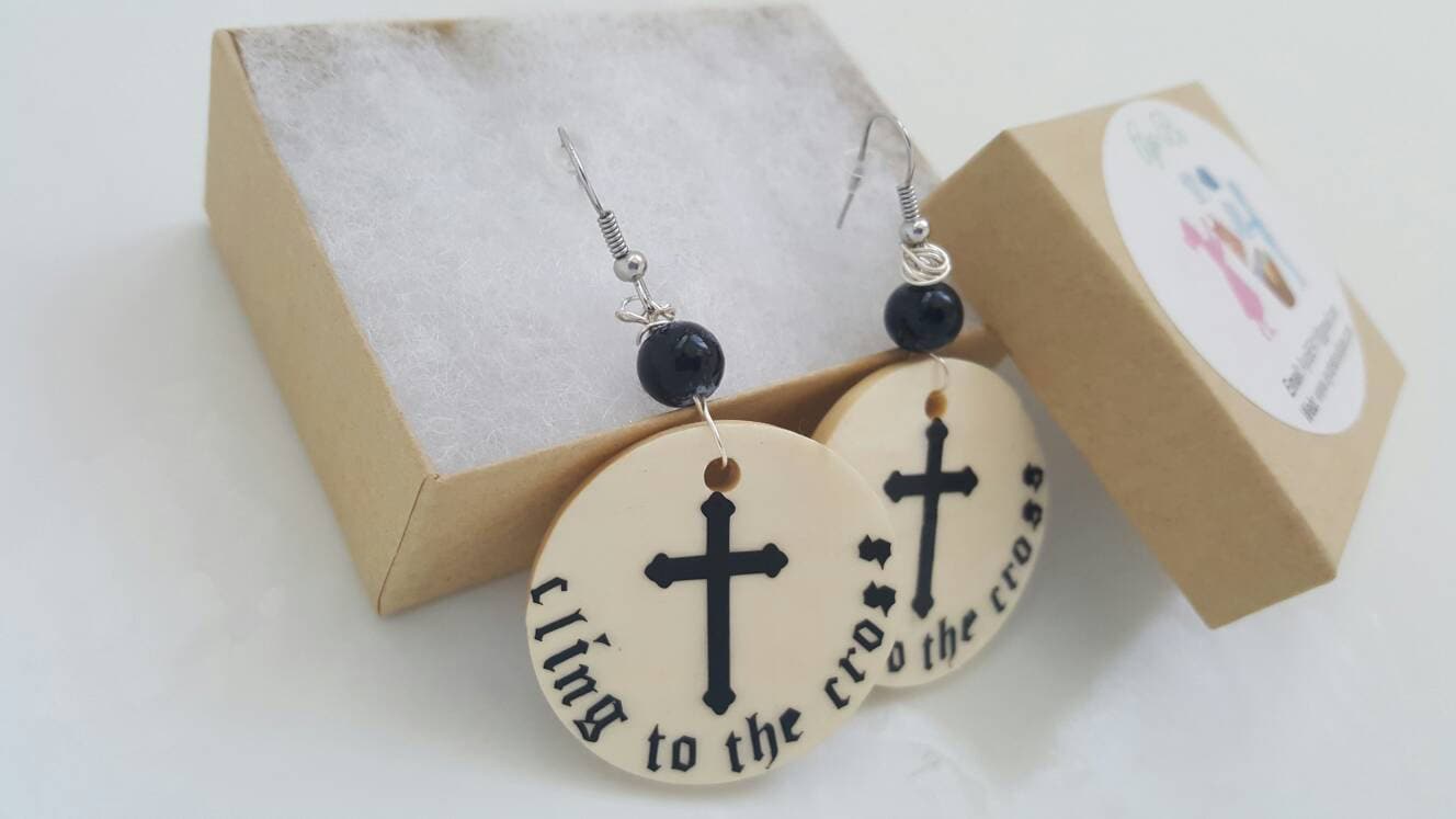 Christliches Kreuz Holz Ohrringe Leichter Schmuck Christliches Kreuz Holz Ohrringe Leichter Schmuck von PrintedBonnet