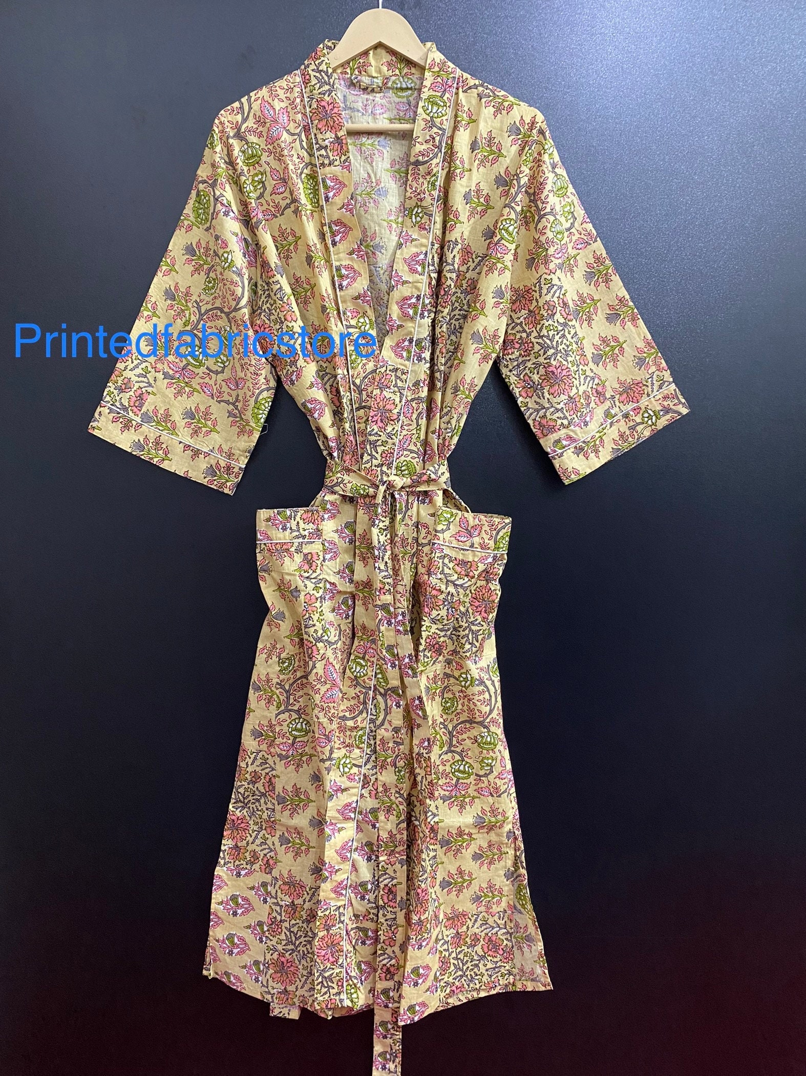 Baumwolle Kimono Roben, Vogeldruck Kimono, Weiche Und Bequeme Bademäntel, Wickelkleid, Hausmantel Robe, Frauen Männer Geschenk von PrintedfabricStore