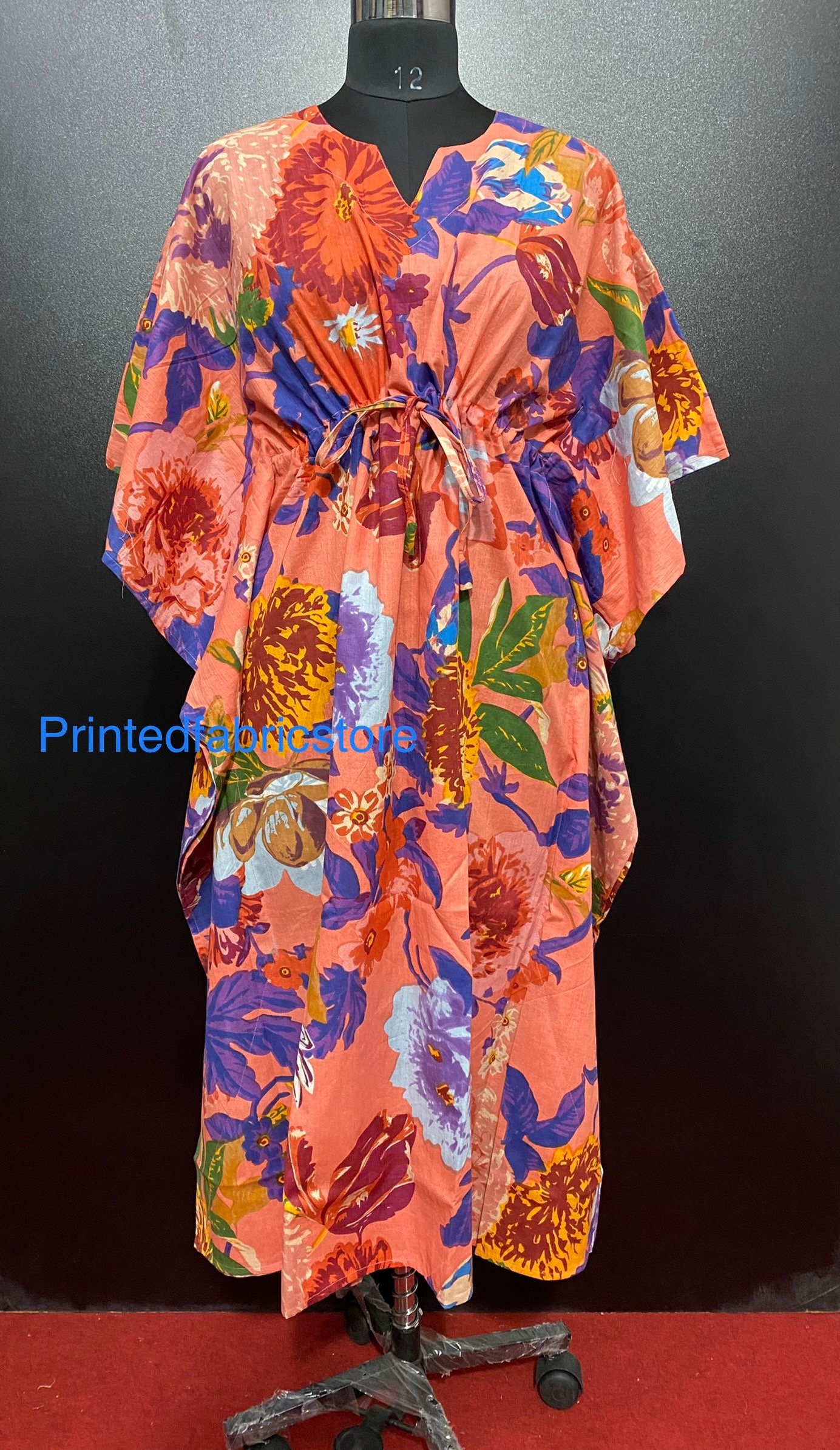 Wunderschöne Baumwolle Boho Kimono Sommer Kleid Maxi Kleid, Frauen Lange Blumen Kaftan Strand von PrintedfabricStore