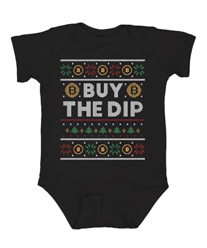 Bitcoin Buy The DIP - Ugly Christmas Sweater Crypto Unisex Baby Body, Schwarz, 6/12 von Printera