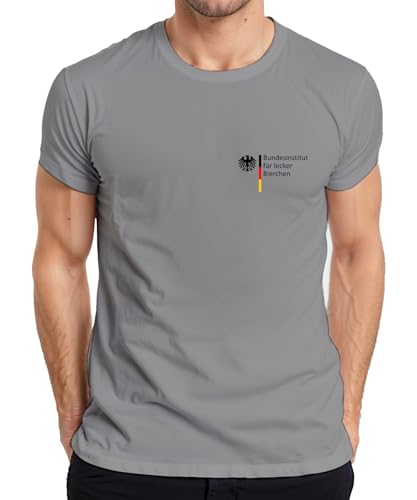 Bundesinstitut für lecker Bierchen Bierliebhaber Geschenk Malle Party Herren T-Shirt, Grau, M von Printera