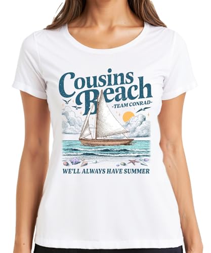 Cousins Beach We'll Always Have Summer I Got Pretty Damen T-Shirt, Weiß, L von Printera