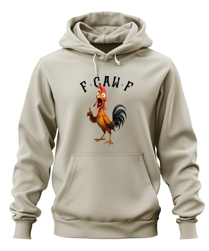 F-GAW-F lustiges Huhn Cartoon Hahn Bauernhof Geschenk Meme Spruch Unisex Hoodie Kapuzenpullover, Natur, L von Printera