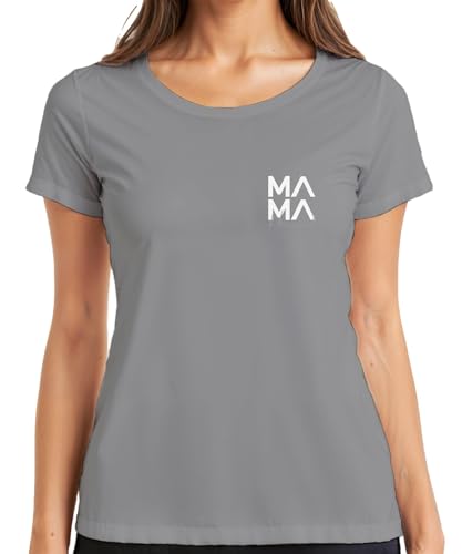 Mama Personalisierbar mit Namen der Kinder | Geschenk Mütter Personalisiert | Werdende Mutter Geschenkidee Damen T-Shirt, Grau, L von Printera