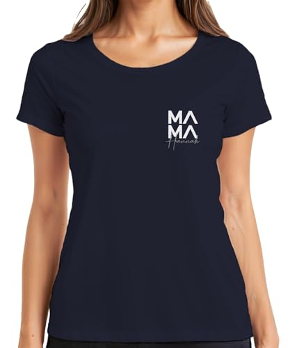 Mama Personalisierbar mit Namen der Kinder | Geschenk Mütter Personalisiert | Werdende Mutter Geschenkidee Damen T-Shirt, Navy, L von Printera
