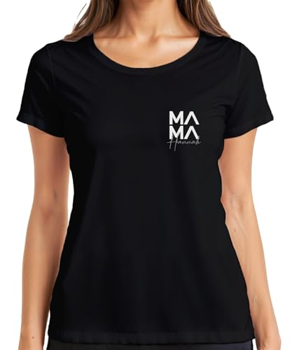 Mama Personalisierbar mit Namen der Kinder | Geschenk Mütter Personalisiert | Werdende Mutter Geschenkidee Damen T-Shirt, Schwarz, XL von Printera