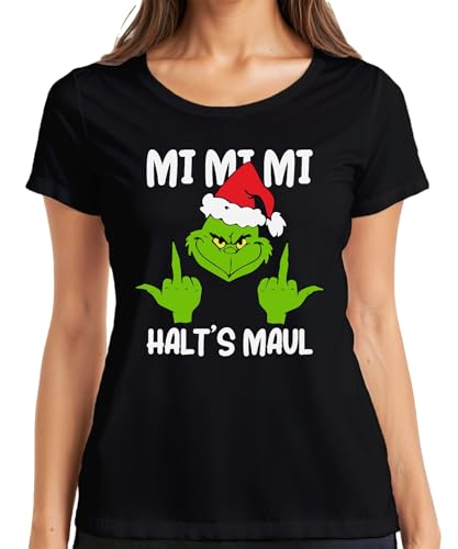 Mi Mi Mi Halt's Maul Grinch Spruch Anti-Weihnachten - Weihnachten Christmas Xmas Damen T-Shirt, Schwarz, XXL Mi Mi Mi Halt's Maul Grinch Spruch Anti-Weihnachten - Weihnachten Christmas Xmas Damen T-Shirt, Schwarz, XXL von Printera
