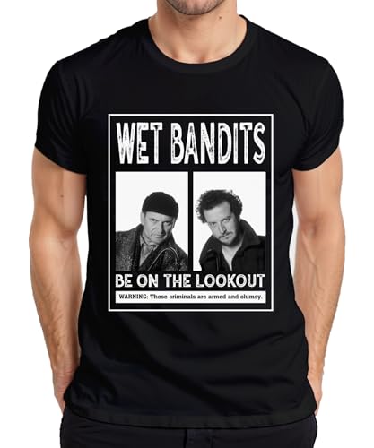 Wet Bandits Harry Marv Mugshot - Kevin Allein Zuhause Feuchte Banditen Ugly Christmas Sweater Weihnachten Herren T-Shirt, Schwarz, XXL Wet Bandits Harry Marv Mugshot - Kevin Allein Zuhause Feuchte Banditen Ugly Christmas Sweater Weihnachten Herren T-Shirt, Schwarz, XXL von Printera