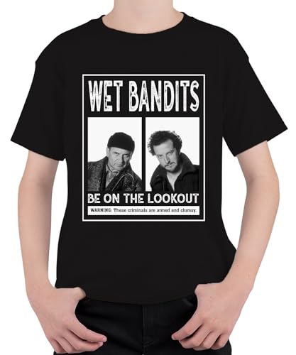 Wet Bandits Harry Marv Mugshot - Kevin Allein Zuhause Feuchte Banditen Ugly Christmas Sweater Weihnachten Unisex Kinder T-Shirt, Schwarz, 152 von Printera