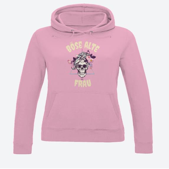 Böse Alte Frau Damen Hoodie Bis 2xl, Totenkopf, Skull, Biker, Blumen, Kunst, Weihnachten von PrinterstellarShop