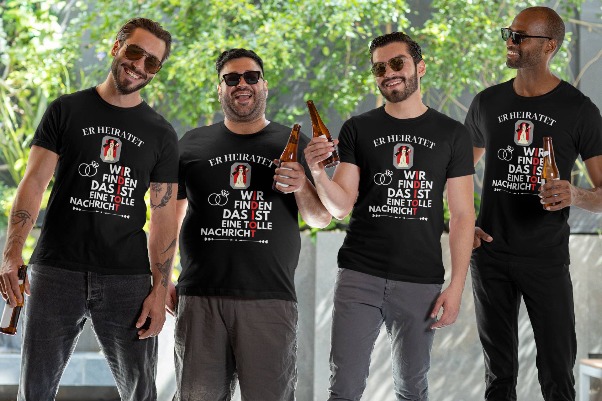 Jungesellenabschied T-Shirt Idiot Hochzeit Bachelor Party Er Heiratet Jga Lustig von Printlicht