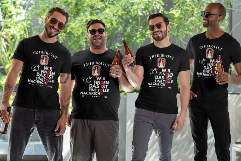 Jungesellenabschied T-Shirt Idiot Hochzeit Bachelor Party Er Heiratet Jga Lustig von Printlicht