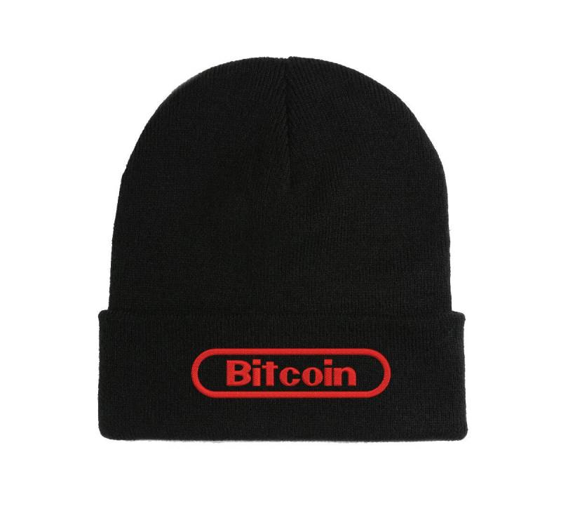 Bitcoin Old School Style Logo Krypto Bestickt Beanie Mütze Winter Herbst Warm Weich Bequem von Printlot