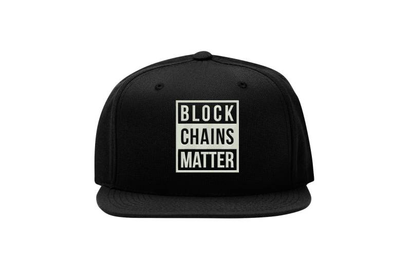 Blockchains Matter Crypto Bitcoin Bestickte Snapback Cap Fullcap Flat Bill Hip Hop Hut von Printlot