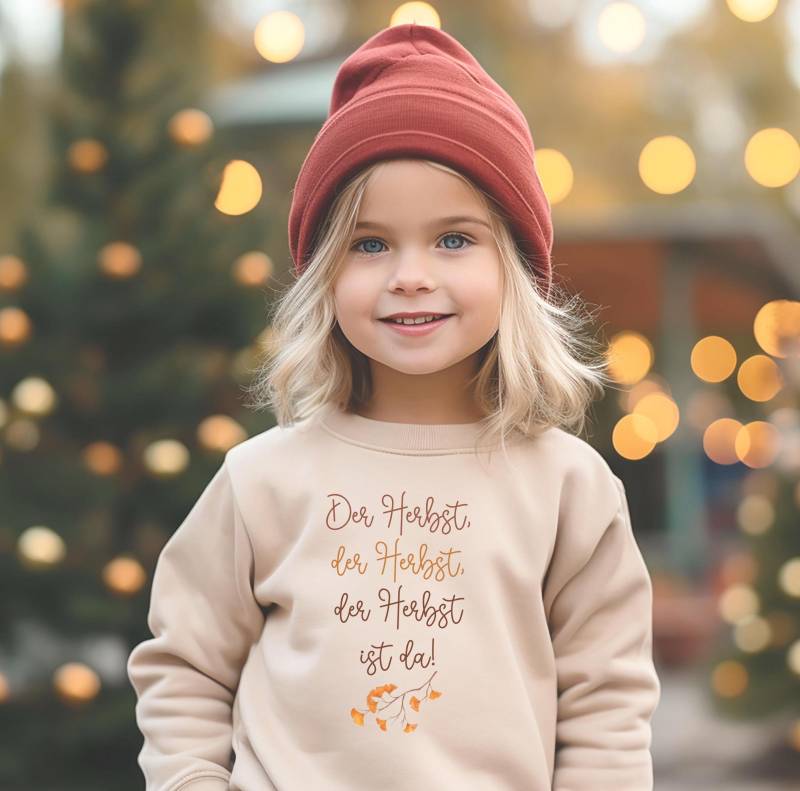 Herbstlied, Herbstsweater Kind, Herbstwetter, Blätter, Geschenk Für Herbst, Herbstoutfit, Herbstliches, Sweater in Sand von PrintyPolis