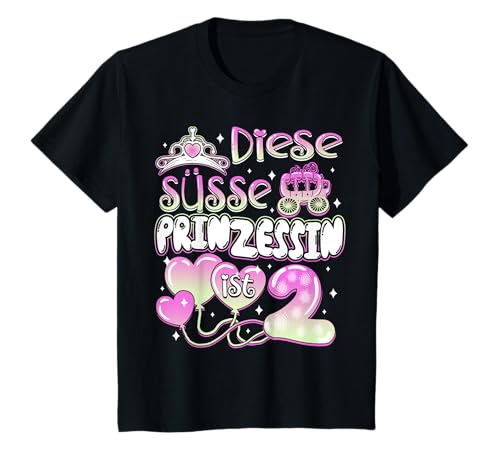 2. Geburtstag 2 Jahre Mädchen Krone Prinzessin T-Shirt von Prinzessin Geburtstag Geschenke ThemKiddi