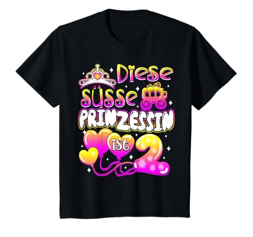 2. Geburtstag 2 Jahre Mädchen Krone Prinzessin T-Shirt von Prinzessin Geburtstag Geschenke ThemKiddi