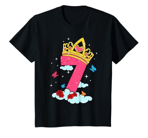 7. Geburtstag Prinzessin Kostüm Mädchen 7 Jahre Geschenk T-Shirt von Prinzessin Geburtstagsoutfit Mädchen 7 Jahre