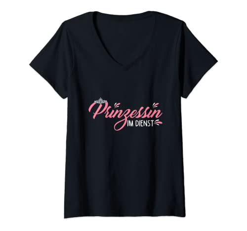 Damen Prinzessin Im Dienst On Duty Krone Geschenk Prinzessin T-Shirt mit V-Ausschnitt von Prinzessin Goldene Krone Geschenke & Motive