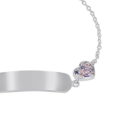 Prinzessin Lillifee Identarmband 925 Sterling Silber Mädchen Kinder Armschmuck, mit Zirkonia synth., 12+2 cm, Lila, Herz, Kommt in Schmuck Geschenk Box, 2027208 von Prinzessin Lillifee