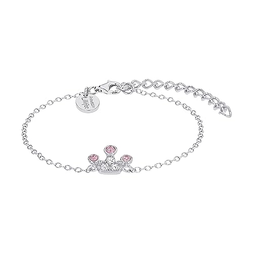 Prinzessin Lillifee Armband 925 Sterling Silber Mädchen Kinder Armschmuck, mit Glas, 12+3 cm, Silber, Krone, Kommt in Schmuck Geschenk Box, 2036939 von Prinzessin Lillifee
