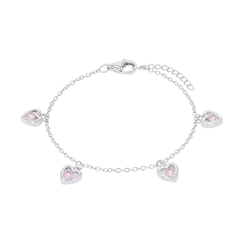 Prinzessin Lillifee Armband 925 Sterling Silber Mädchen Kinder Armschmuck, mit Zirkonia synth., 12+2 cm, Silber, Herz, Kommt in Schmuck Geschenk Box, 2034230 von Prinzessin Lillifee