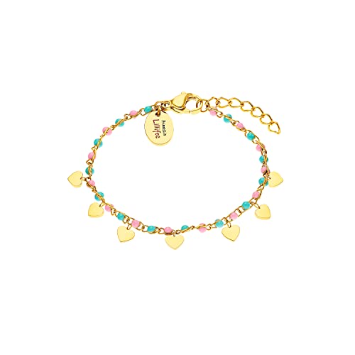 Prinzessin Lillifee Mädchen Kinder Armband Herz Edelstahl vergoldet, Kommt in Schmuck Geschenk Box, 2033365 von Prinzessin Lillifee