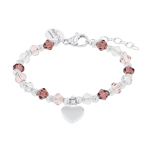 Prinzessin Lillifee Armband Edelstahl Mädchen Kinder Armschmuck, mit Glas, 12+2 cm, Silber, Herz, Kommt in Schmuck Geschenk Box, 2034005 von Prinzessin Lillifee