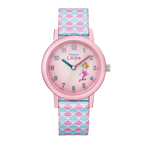 Prinzessin Lillifee Armbanduhr Mädchen Kinder Quarzuhr Analog, mit Textil Armband, Rosa, 3 bar Wasserdicht, Kommt in Uhren Geschenk Box, 2031755 von Prinzessin Lillifee