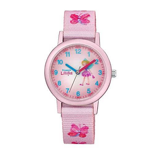 Prinzessin Lillifee Armbanduhr Mädchen Kinder Quarzuhr Analog, mit Textil Armband, Rosa, 3 bar Wasserdicht, Kommt in Uhren Geschenk Box, 2031756 von Prinzessin Lillifee