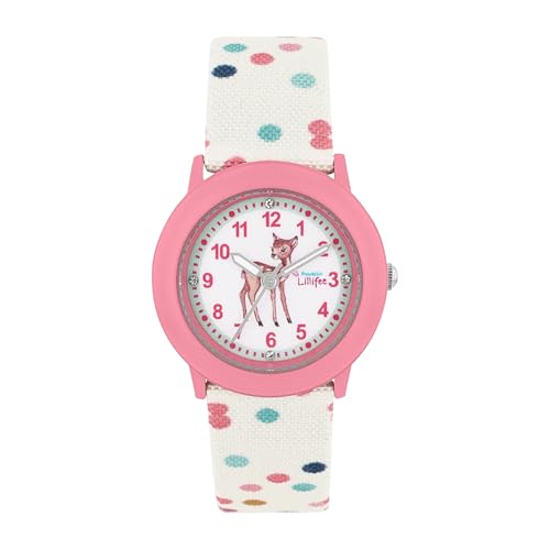 Prinzessin Lillifee Armbanduhr Mädchen Kinder Quarzuhr Analog, mit Textil Armband, Weiß, 3 bar Wasserdicht, Kommt in Uhren Geschenk Box, 2038624 von Prinzessin Lillifee