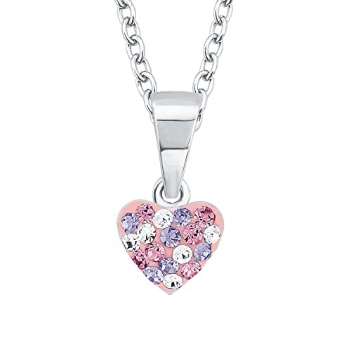 Prinzessin Lillifee Kette mit Anhänger 925 Sterling Silber Mädchen Kinder Halsschmuck, mit Preciosa, 35+3 cm, Lila, Herz, Kommt in Schmuck Geschenk Box, 2013171 von Prinzessin Lillifee