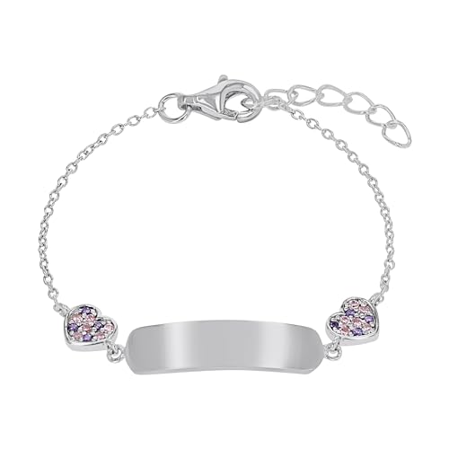 Prinzessin Lillifee Identarmband 925 Sterling Silber Mädchen Kinder Armschmuck, mit Zirkonia synth., 12+2 cm, Silber, Herz, Kommt in Schmuck Geschenk Box, 2027208 von Prinzessin Lillifee
