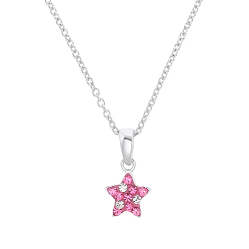 Prinzessin Lillifee Kette mit Anhänger 925 Sterling Silber Mädchen Kinder Halsschmuck, mit Preciosa, 35+3 cm, Silber, Stern, Kommt in Schmuck Geschenk Box, 2036421 von Prinzessin Lillifee