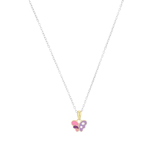 Prinzessin Lillifee Kette mit Anhänger 925 Sterling Silber Mädchen Kinder Halsschmuck, mit Zirkonia synth, 35+3 cm, Bicolor, Schmetterling, Kommt in Schmuck Geschenk Box, 2037952 von Prinzessin Lillifee