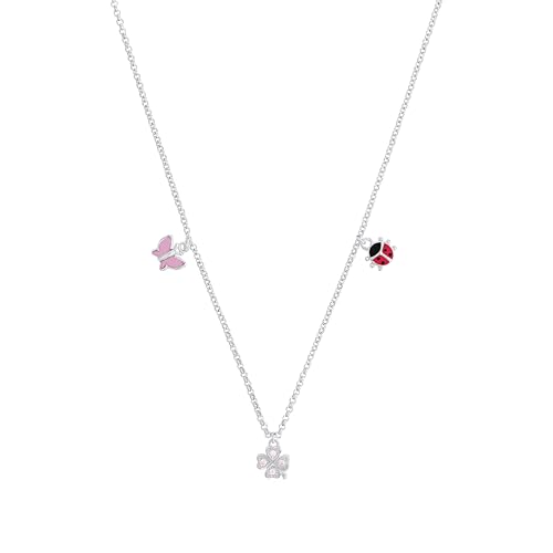 Prinzessin Lillifee Kette mit Anhänger 925 Sterling Silber Mädchen Kinder Halsschmuck, mit Zirkonia synth, 35+3 cm, Silber, Schmetterling, Kommt in Schmuck Geschenk Box, 2037943 von Prinzessin Lillifee