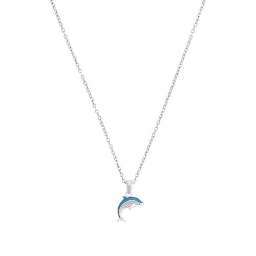 Prinzessin Lillifee Kette mit Anhänger 925 Sterling Silber Mädchen Kinder Halsschmuck, mit Zirkonia synth., 35+3 cm, Blau, Delphin, Kommt in Schmuck Geschenk Box, 2039764 von Prinzessin Lillifee
