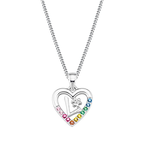 Prinzessin Lillifee Kette mit Anhänger 925 Sterling Silber Mädchen Kinder Halsschmuck, mit Zirkonia synth., 35+3 cm, Multicolor, L, Kommt in Schmuck Geschenk Box, 2027885 von Prinzessin Lillifee