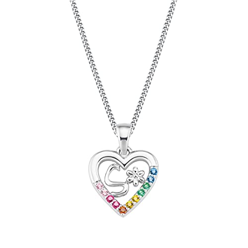 Prinzessin Lillifee Kette mit Anhänger 925 Sterling Silber Mädchen Kinder Halsschmuck, mit Zirkonia synth., 35+3 cm, Multicolor, S, Kommt in Schmuck Geschenk Box, 2027892 von Prinzessin Lillifee