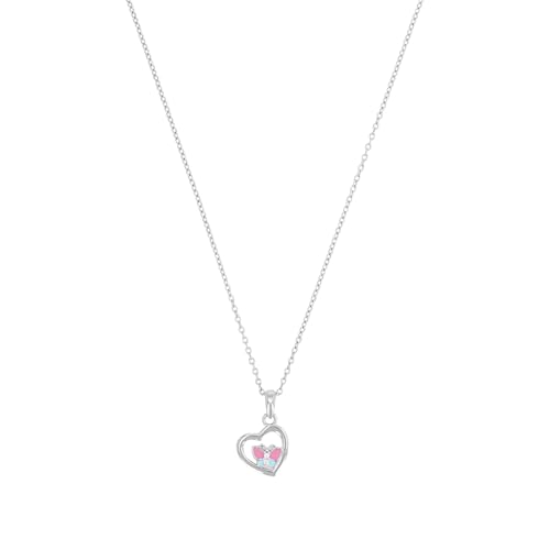 Prinzessin Lillifee Kette mit Anhänger 925 Sterling Silber Mädchen Kinder Halsschmuck, mit Zirkonia synth., 35+3 cm, Rosa, Herz, Kommt in Schmuck Geschenk Box, 2039756 von Prinzessin Lillifee