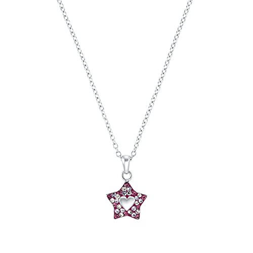 Prinzessin Lillifee Kette mit Anhänger 925 Sterling Silber Mädchen Kinder Halsschmuck, mit Zirkonia synth., 35+3 cm, Silber, Stern, Kommt in Schmuck Geschenk Box, 2035336 von Prinzessin Lillifee