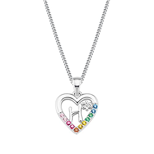 Prinzessin Lillifee Kette mit Anhänger 925 Sterling Silber Mädchen Kinder Halsschmuck, mit Zirkonia synth., 35+3 cm, Multicolor, H, Kommt in Schmuck Geschenk Box, 2027882 von Prinzessin Lillifee