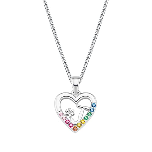 Prinzessin Lillifee Kette mit Anhänger 925 Sterling Silber Mädchen Kinder Halsschmuck, mit Zirkonia synth., 35+3 cm, Multicolor, J, Kommt in Schmuck Geschenk Box, 2027883 von Prinzessin Lillifee